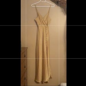 Zara satin dress with buttons yellow